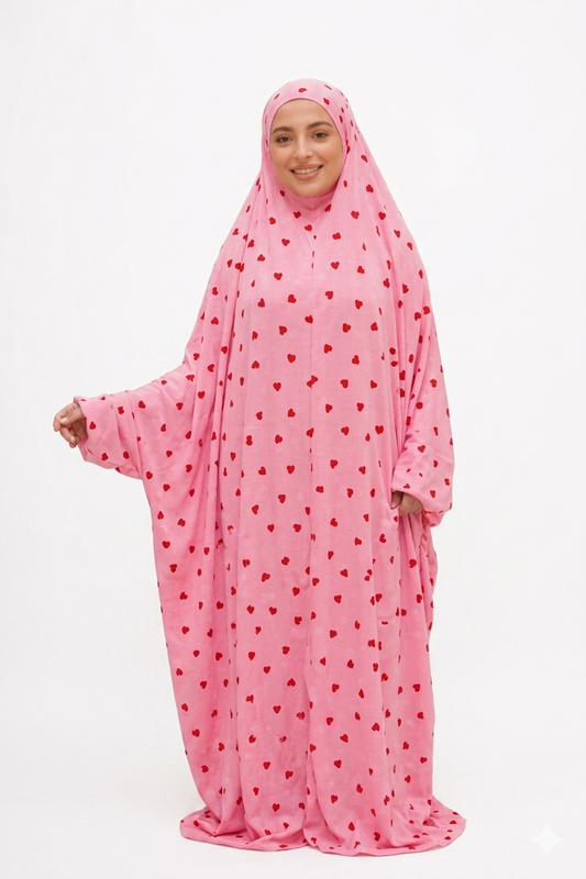 Pink Hearts Flowy Khimar