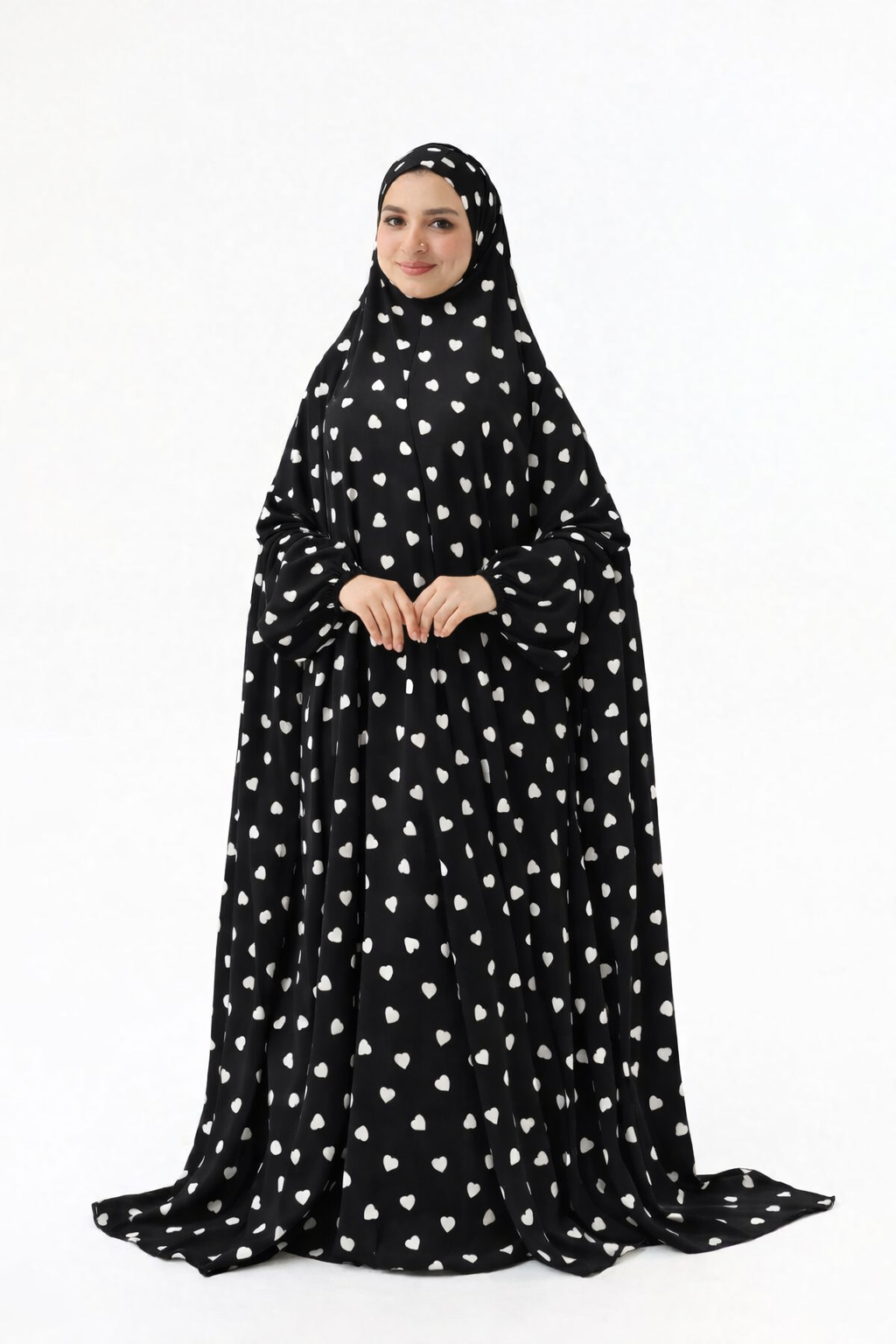 Black Hearts Flowy Khimar