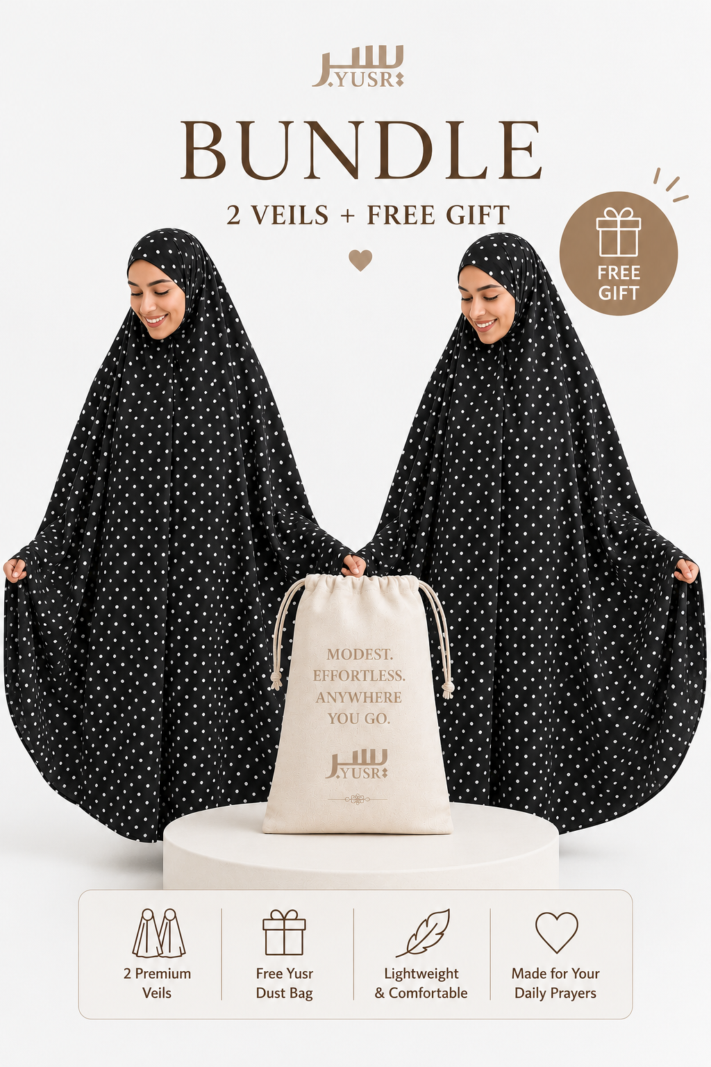 Black Long Veil Bundle + FREE Dust Bag