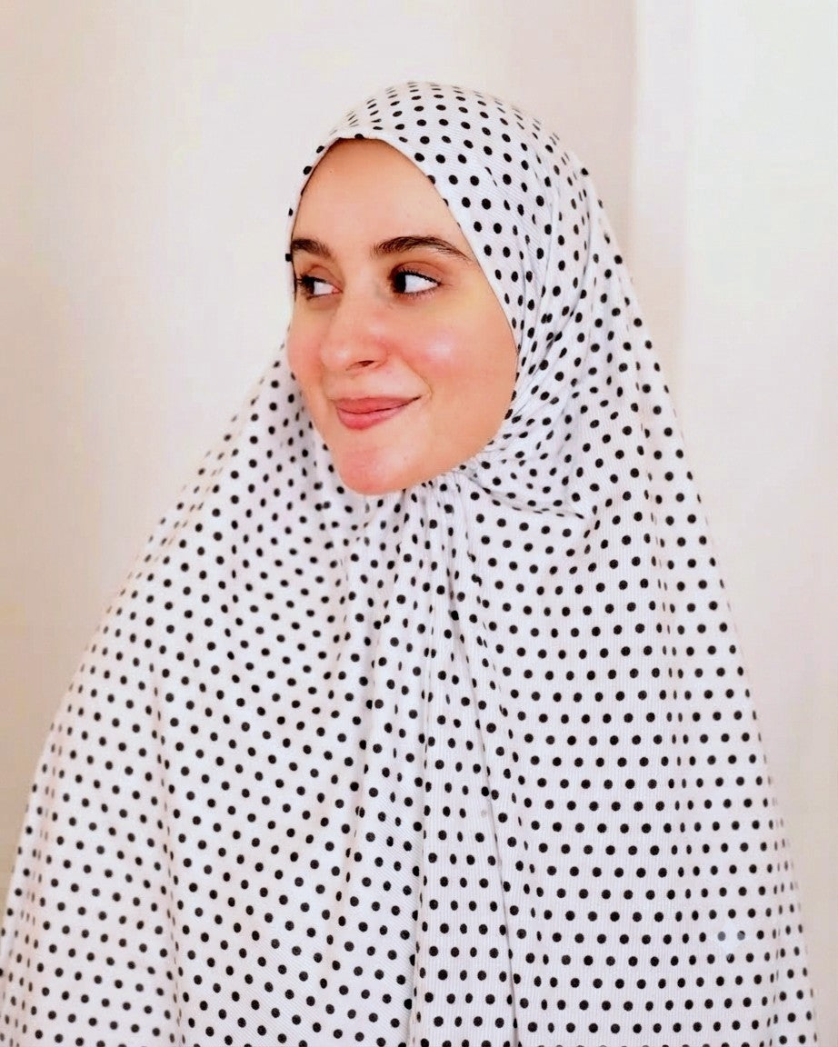 Long White Polka Prayer Veil