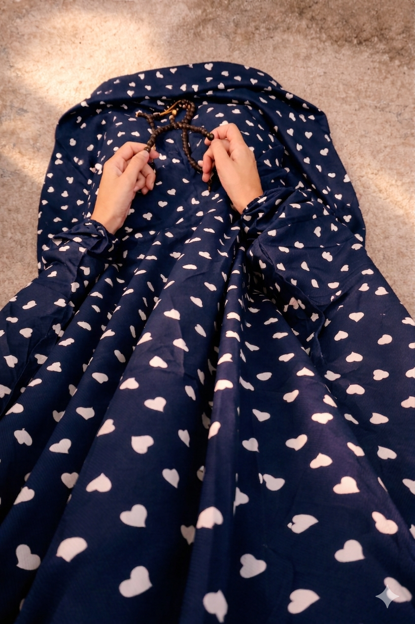 Navy Blue Hearts Flowy Khimar