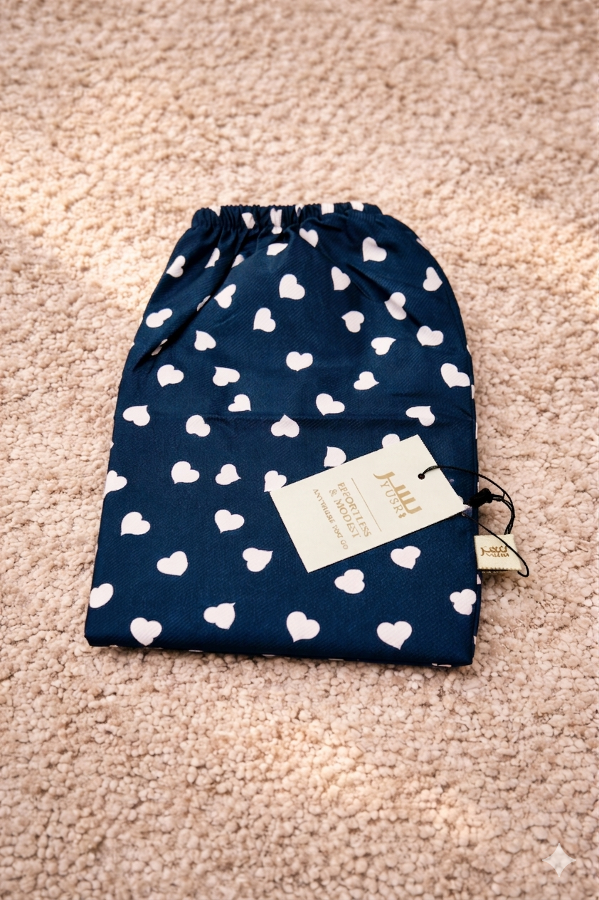 Navy Blue Hearts Flowy Khimar