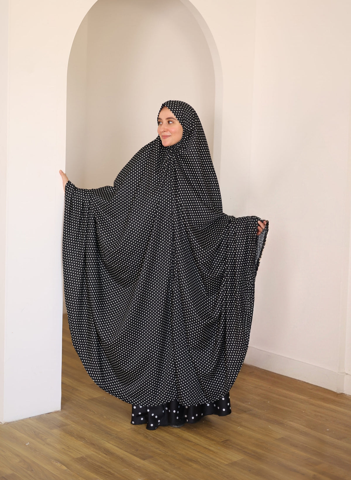 Long Black Polka Prayer Veil