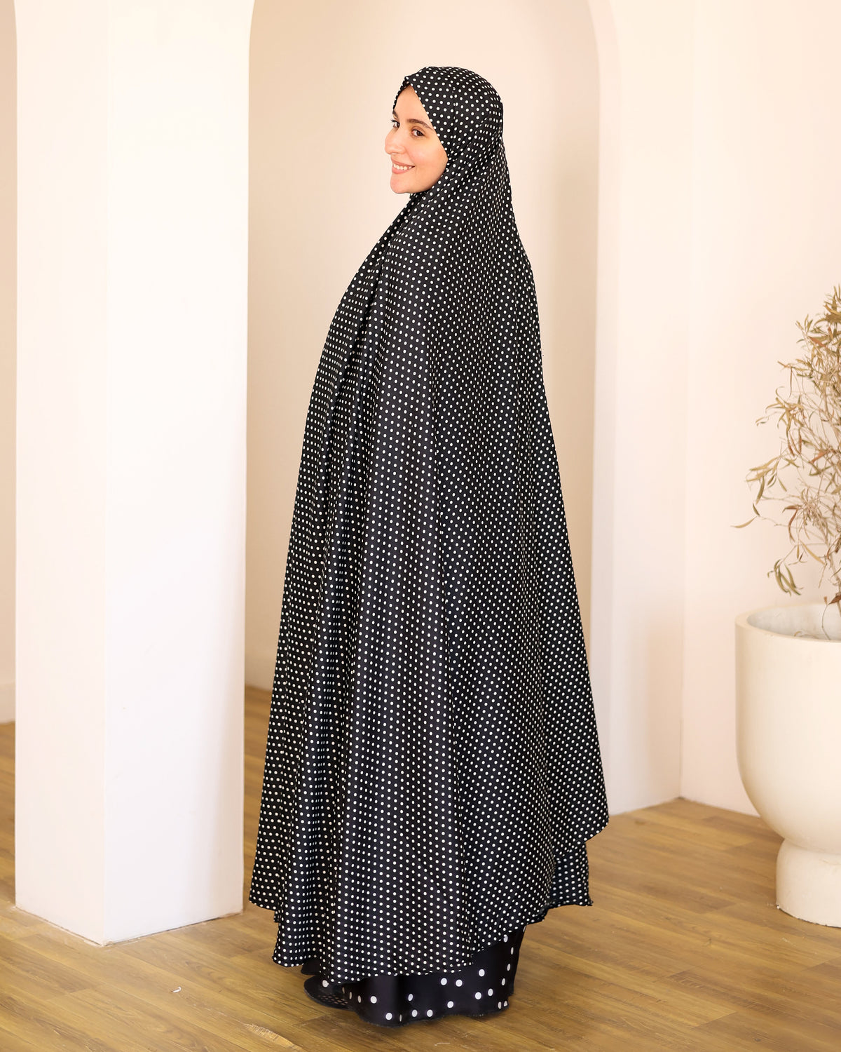 Long Black Polka Prayer Veil