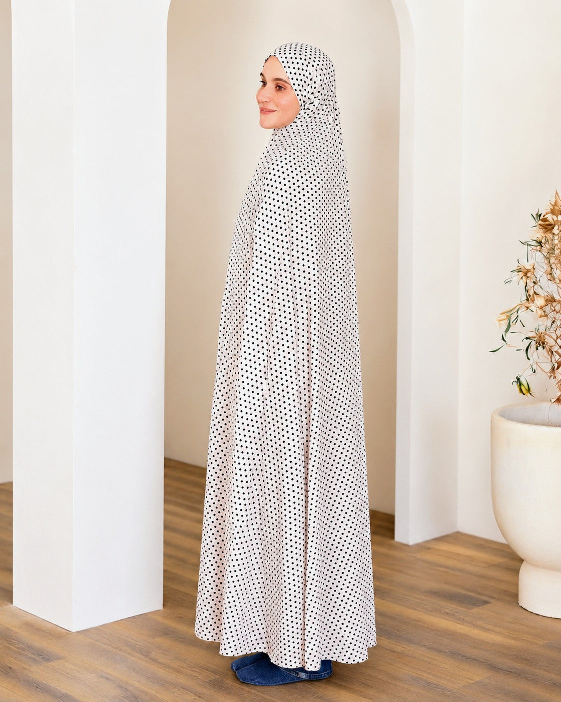 Long White Polka Prayer Veil