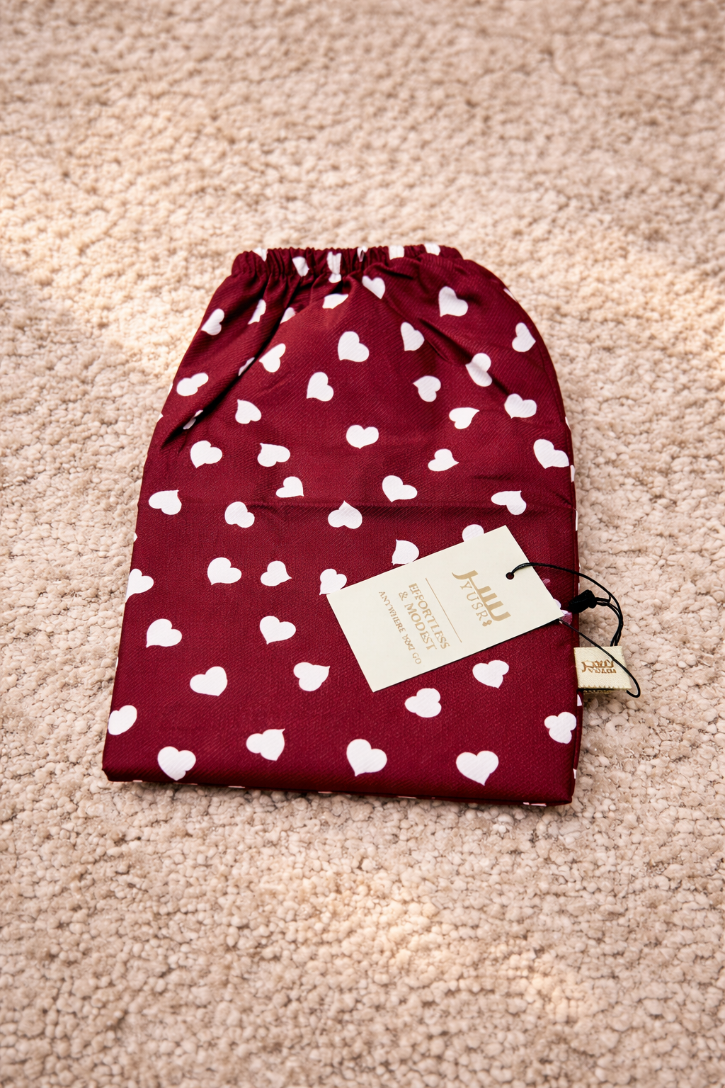 Burgundy Hearts Flowy Khimar