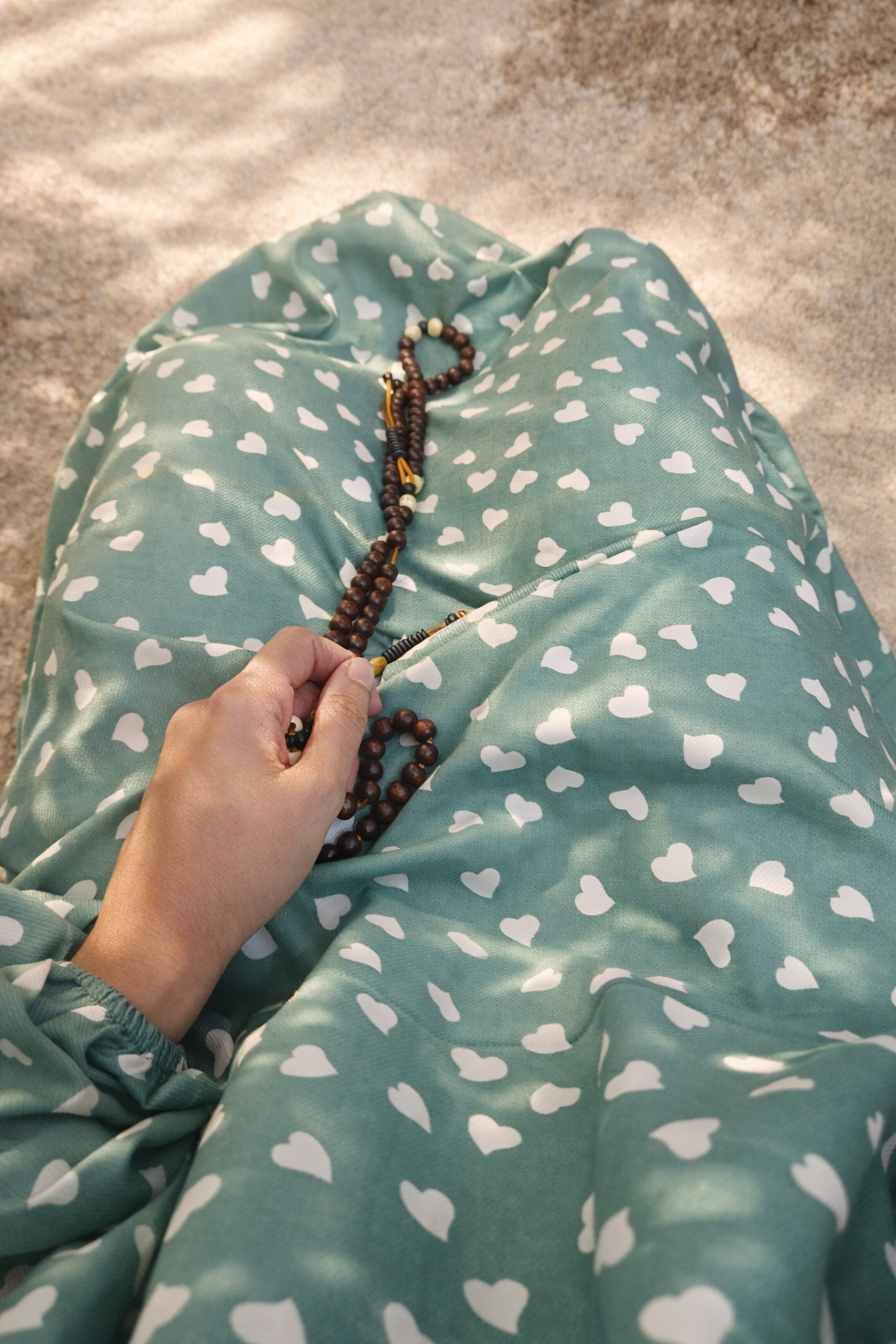 Mint Green Hearts Flowy Khimar